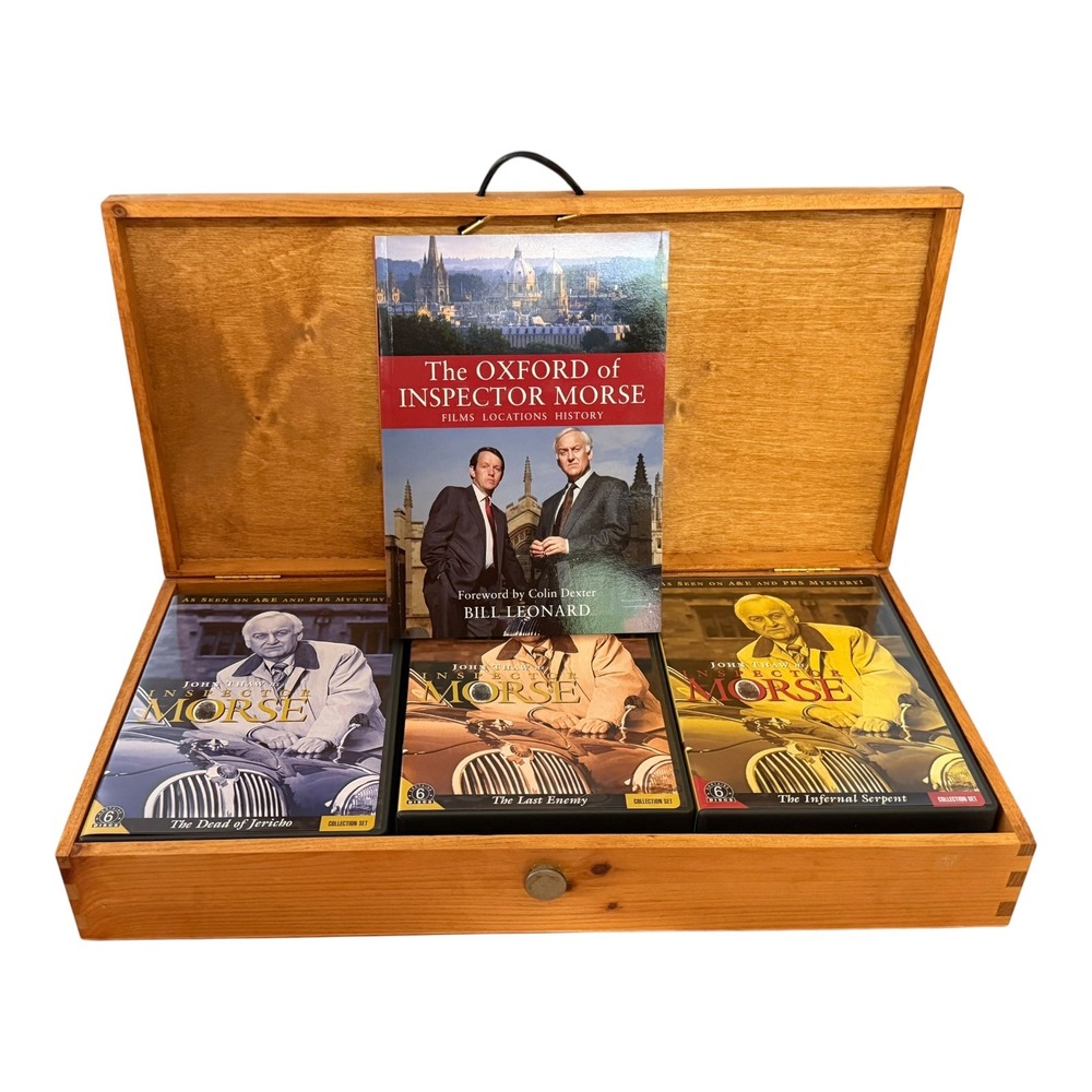 Inspector Morse Complete DVD Collection Set John Thaw Wooden Box & Oxford Book